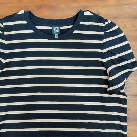ANNE KLEIN Cotton Striped Crew Neck Short-Sleeve T-Shirt. XL - Picture 1 of 6